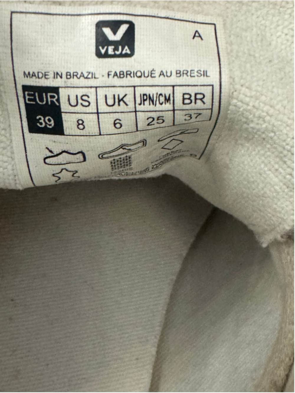 Veja Esplar Leather Sneakers White Grey Suede Heel Stitched V Logo EU 39 US 8 - Picture 7 of 8